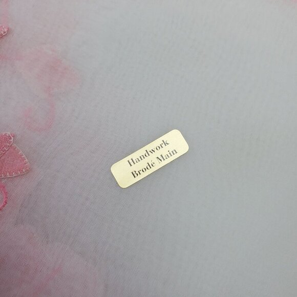 VTG 4 Hand Applique Embroidered Organdy Linen Placemats Pink White By Brode Main - Picture 4 of 14